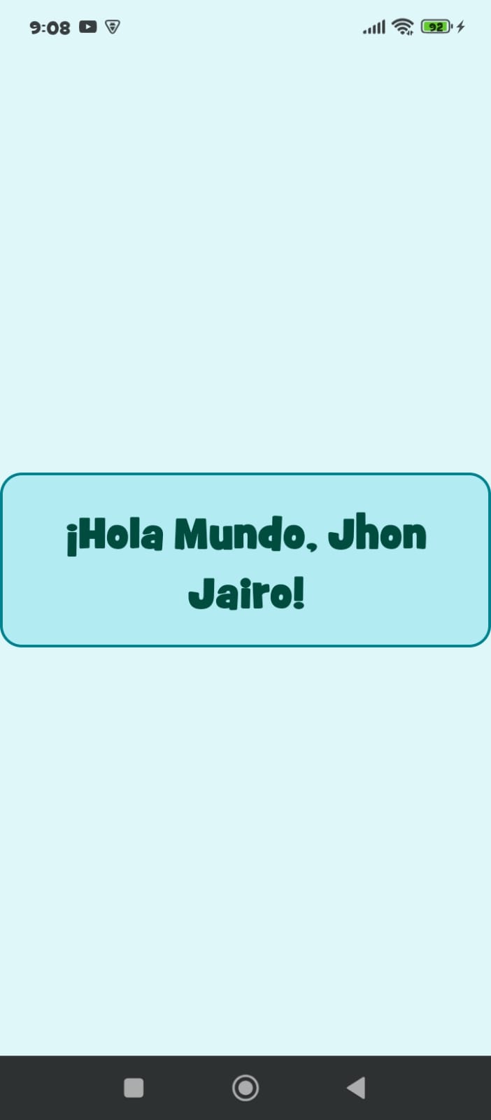 Pantallazo de la app Hola Mundo en el teléfono